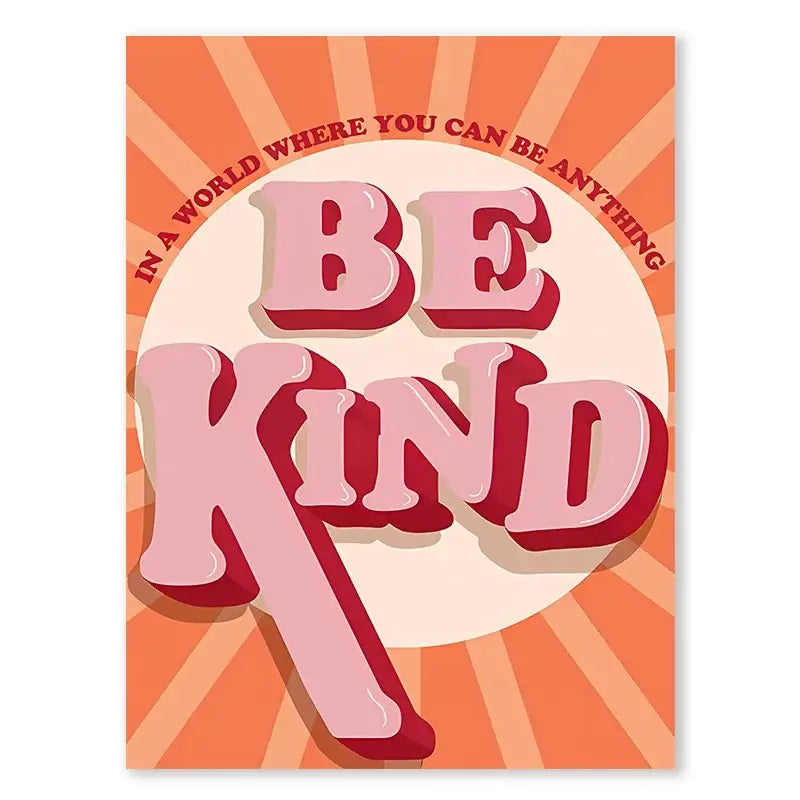 Decorbites™ singer harris styles lyrics art poster with vibrant retro be kind text and orange sunburst background