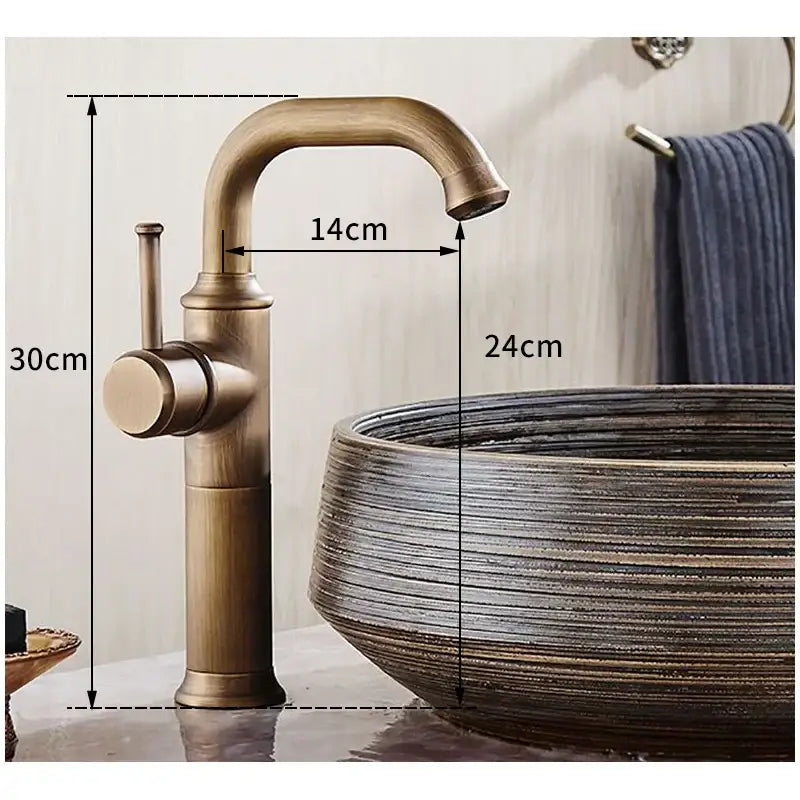 DecorBites™ Single Handle Antique Brass Bathroom Faucet