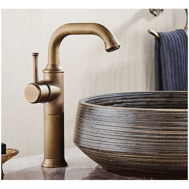 DecorBites™ Single Handle Antique Brass Bathroom Faucet
