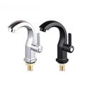 Two DecorBites™ single lever deck mounted water purifier faucets in chrome and matte black with curved spouts and handles