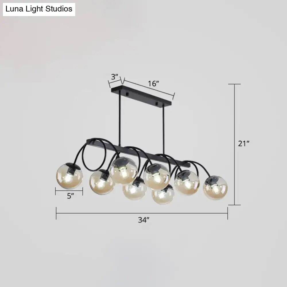 DecorBites™ Sleek Black Glass Sphere Island Light for Modern Dining Rooms