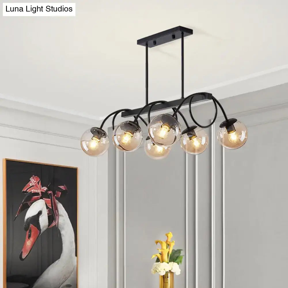 DecorBites™ Sleek Black Glass Sphere Island Light for Modern Dining Rooms