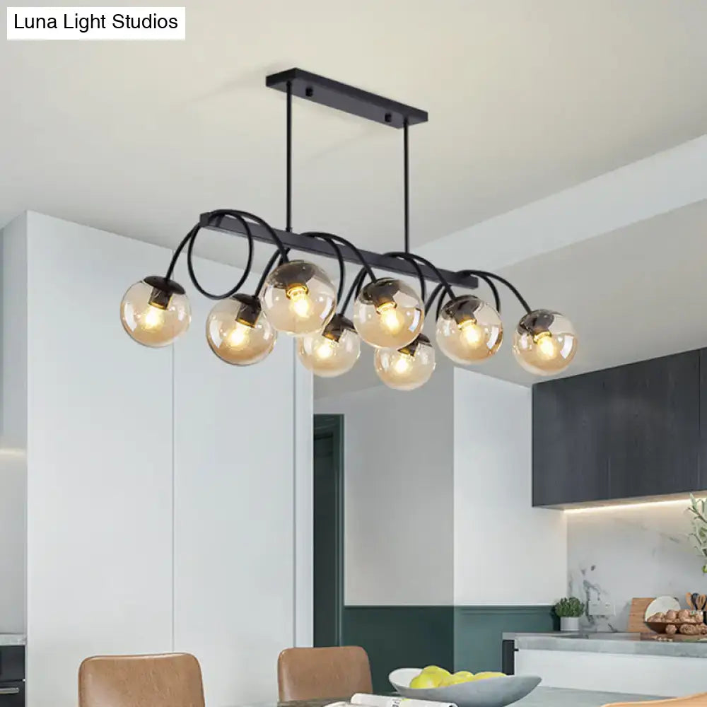 DecorBites™ Sleek Black Glass Sphere Island Light for Modern Dining Rooms