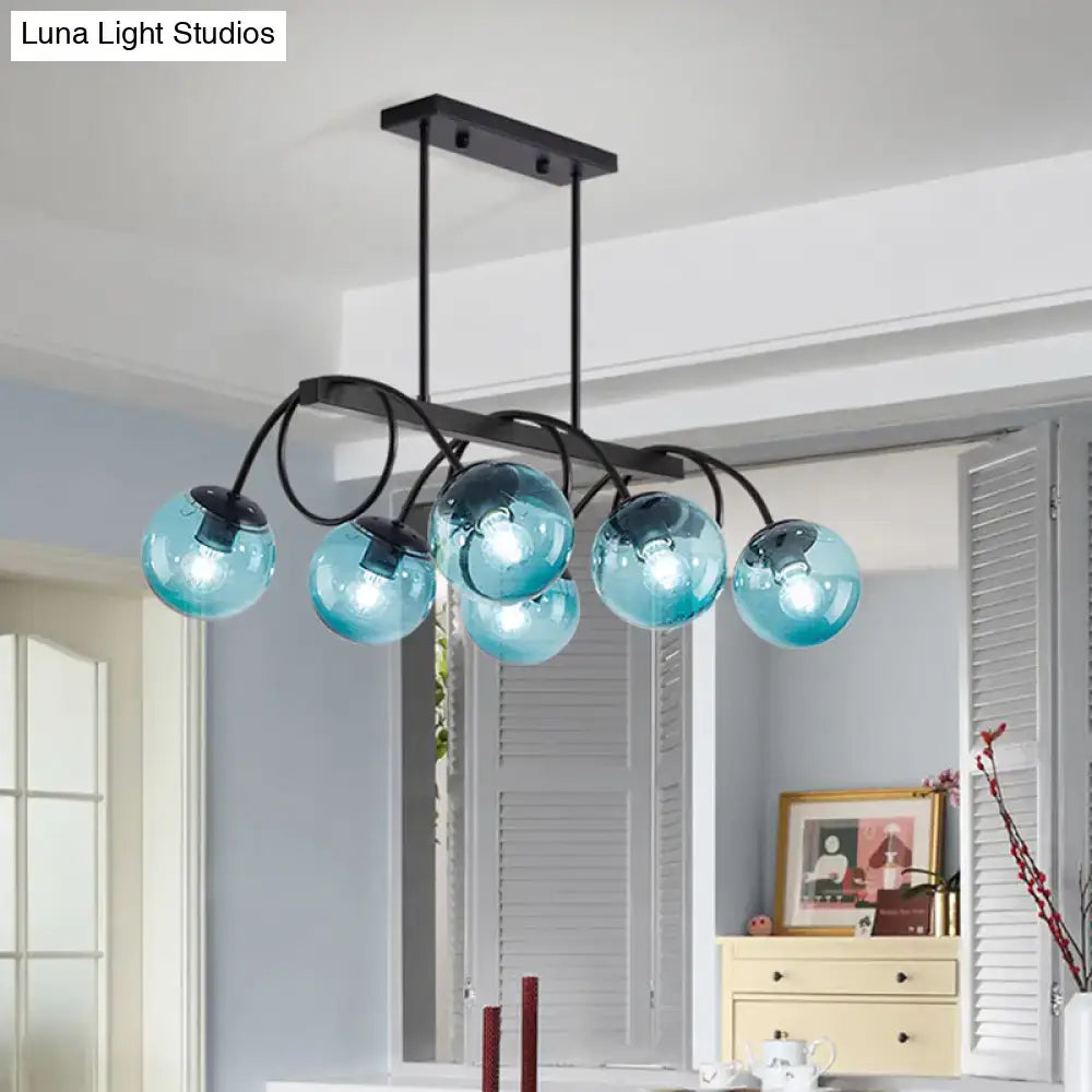 DecorBites™ Sleek Black Glass Sphere Island Light for Modern Dining Rooms