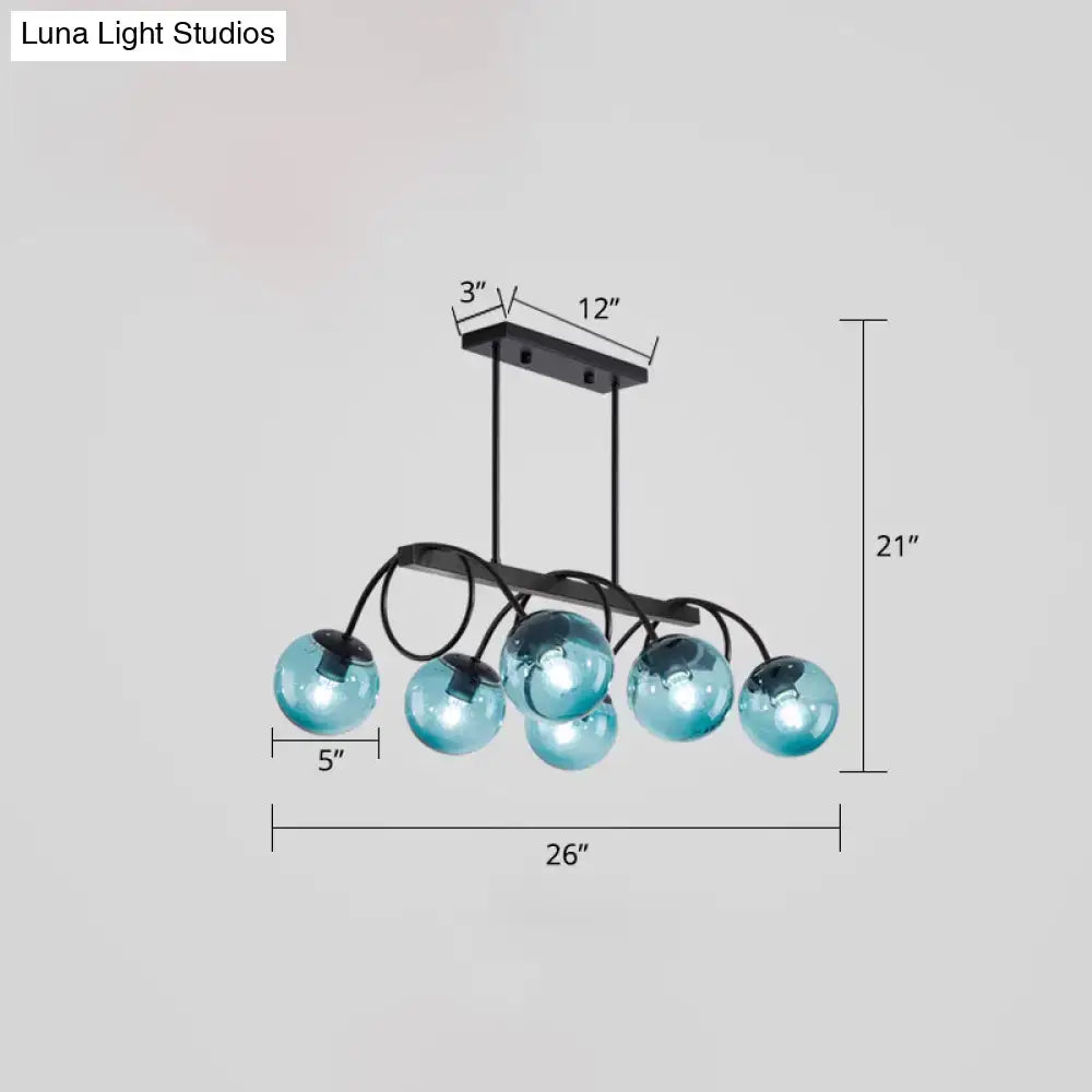 DecorBites™ Sleek Black Glass Sphere Island Light for Modern Dining Rooms