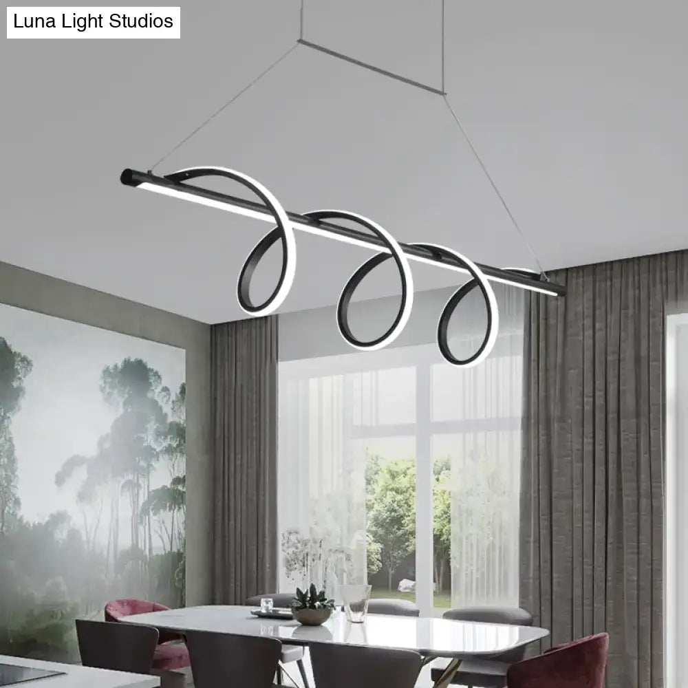DecorBites™ Sleek Black Spiral Island LED Light for Dining Room Suspension