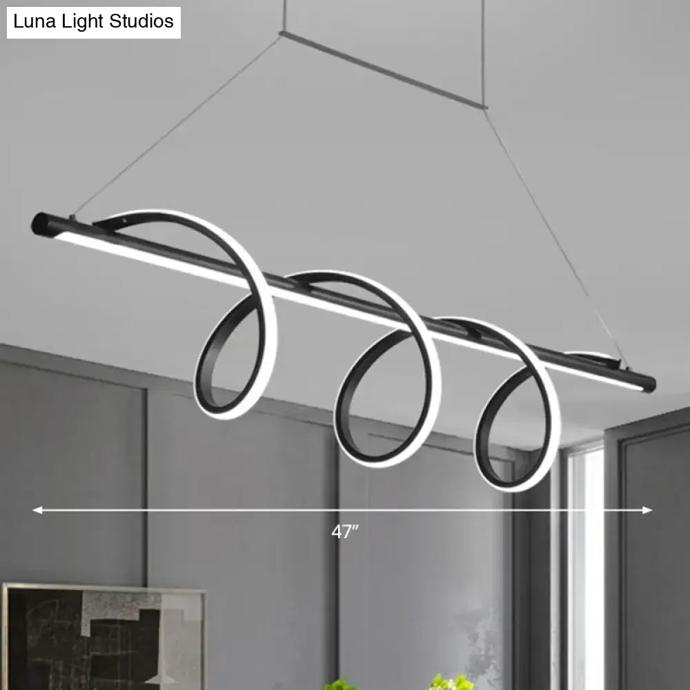 DecorBites™ Sleek Black Spiral Island LED Light for Dining Room Suspension
