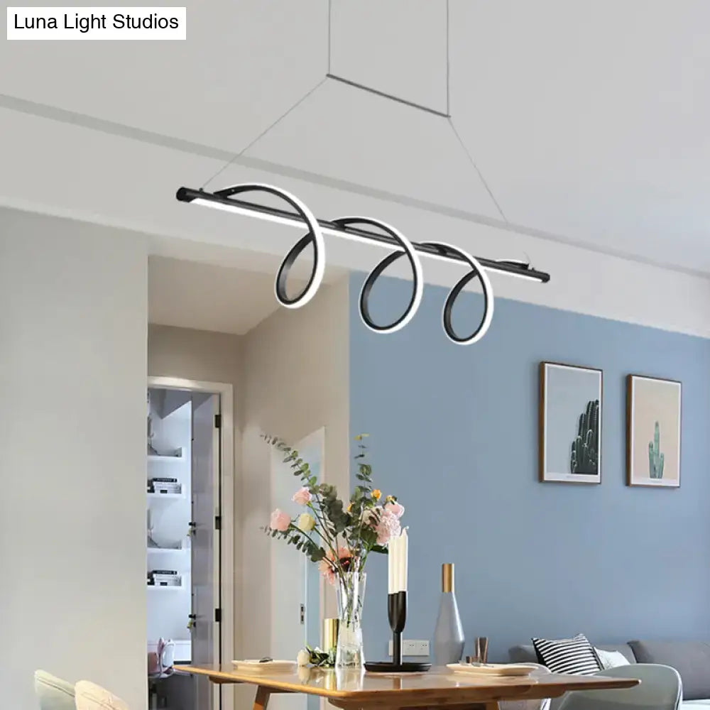 DecorBites™ Sleek Black Spiral Island LED Light for Dining Room Suspension