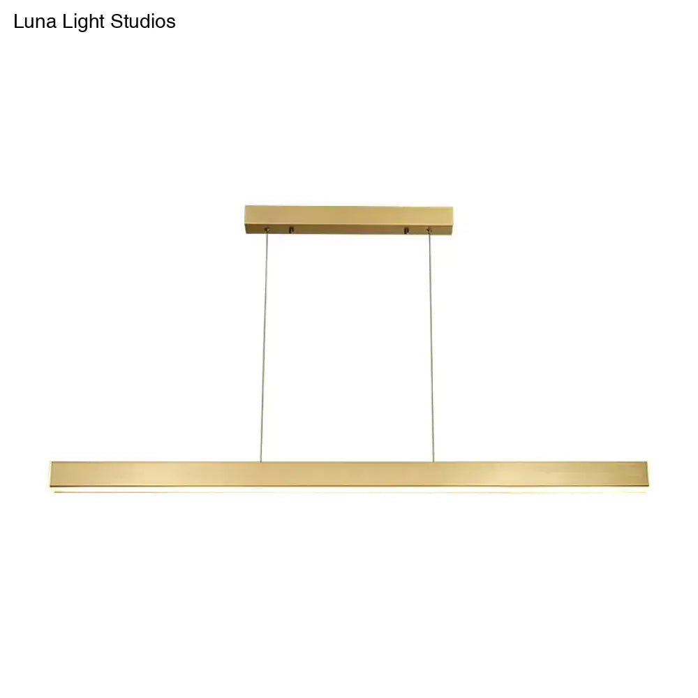 DecorBites™ Sleek Brass Island Lamp: Simplicity Pole-Shaped LED Suspension Lighting for Acrylic Dining Rooms