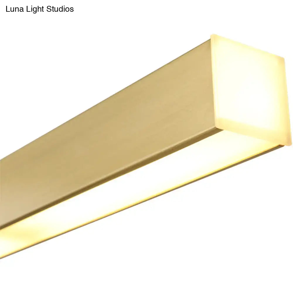 DecorBites™ Sleek Brass Island Lamp: Simplicity Pole-Shaped LED Suspension Lighting for Acrylic Dining Rooms