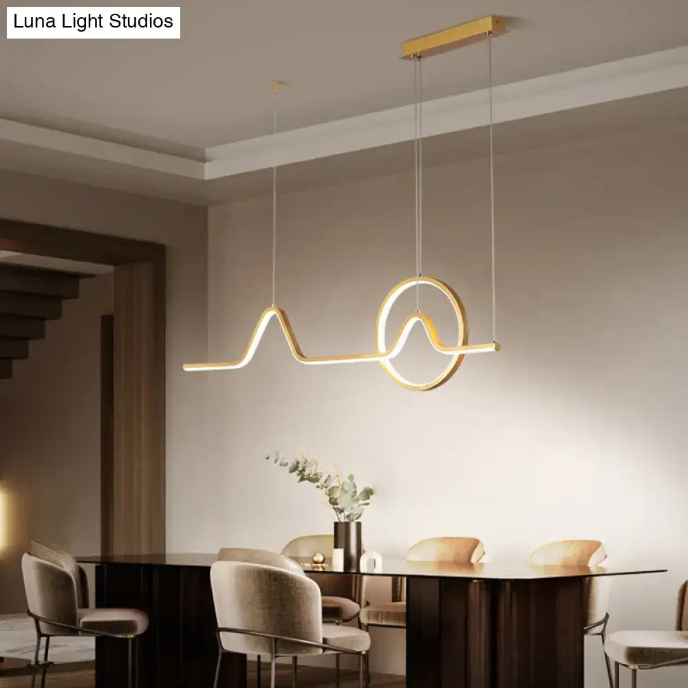 DecorBites™ Sleek Island Light Fixture with Minimalistic Curves - Metallic Suspension Lighting for Living Room