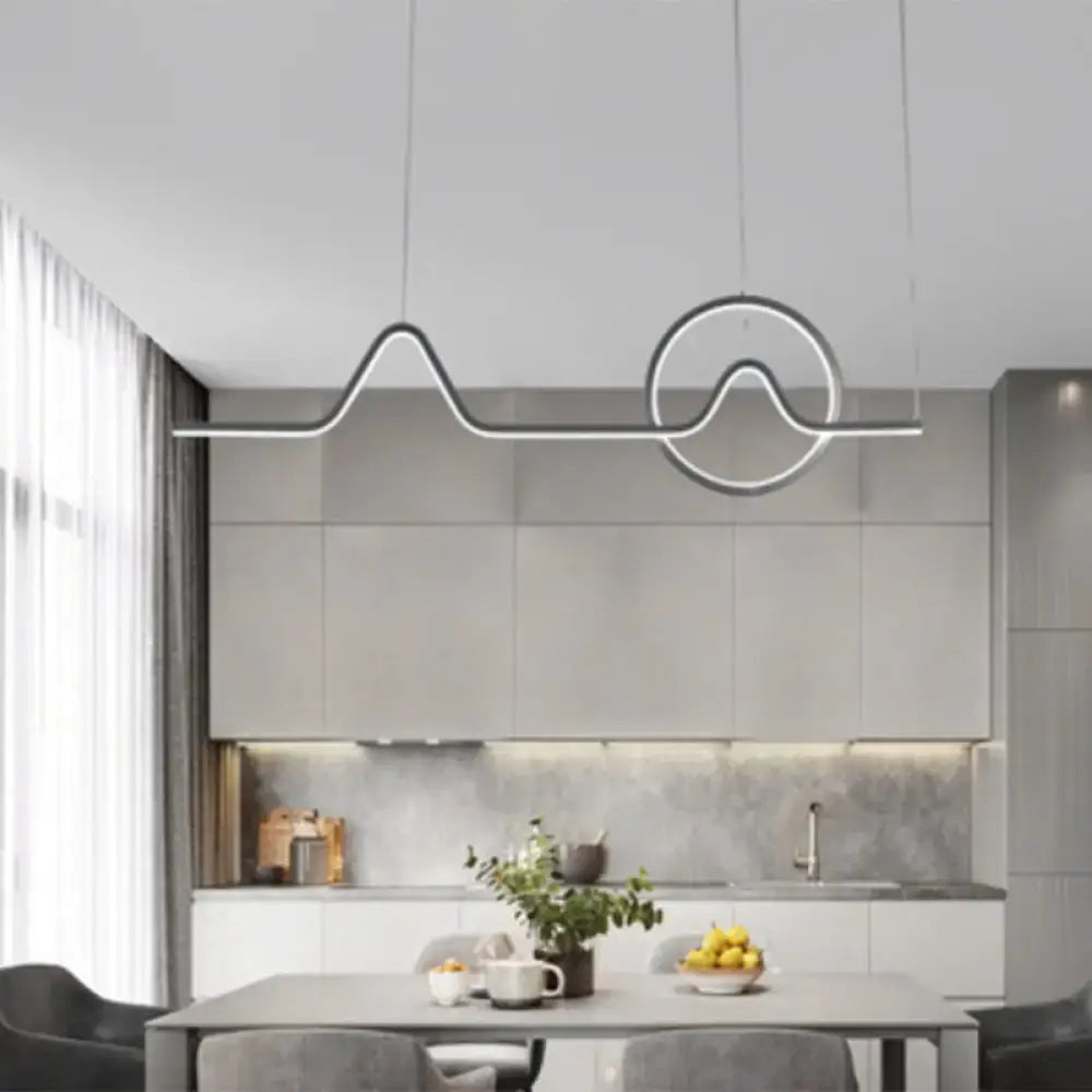 DecorBites™ Sleek Island Light Fixture with Minimalistic Curves - Metallic Suspension Lighting for Living Room
