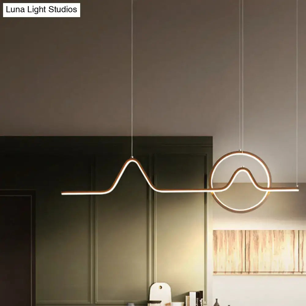 DecorBites™ Sleek Island Light Fixture with Minimalistic Curves - Metallic Suspension Lighting for Living Room