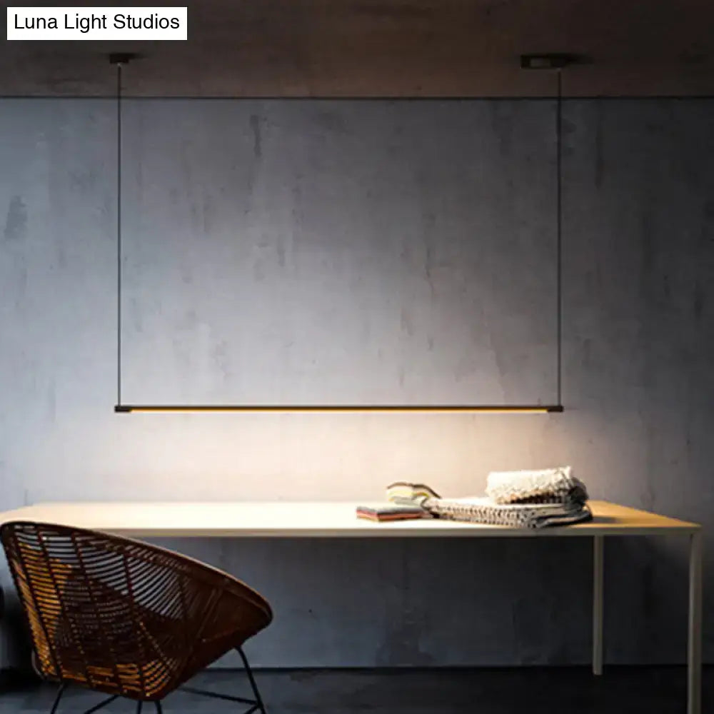 مصباح معلق LED أنيق أسود معدني من DecorBites™ لطاولة الجزيرة العصرية