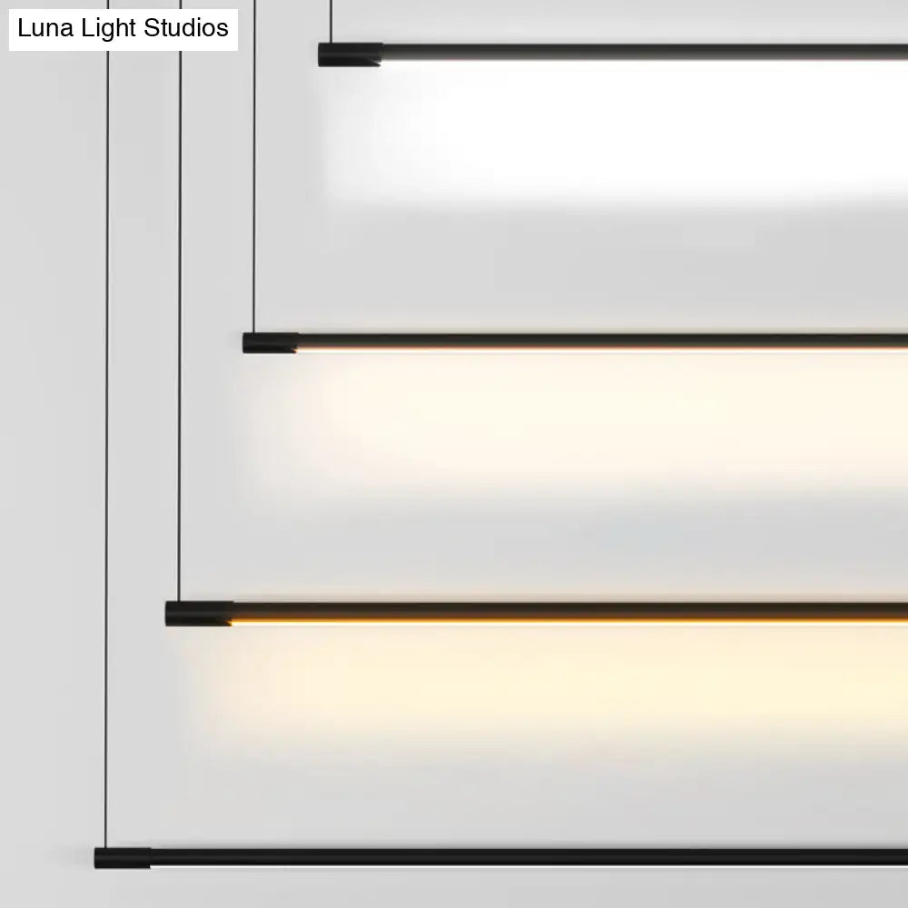 مصباح معلق LED أنيق أسود معدني من DecorBites™ لطاولة الجزيرة العصرية