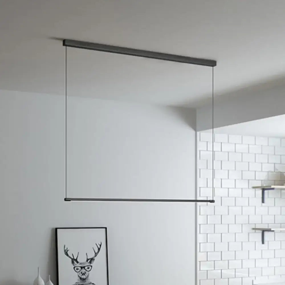مصباح معلق LED أنيق أسود معدني من DecorBites™ لطاولة الجزيرة العصرية