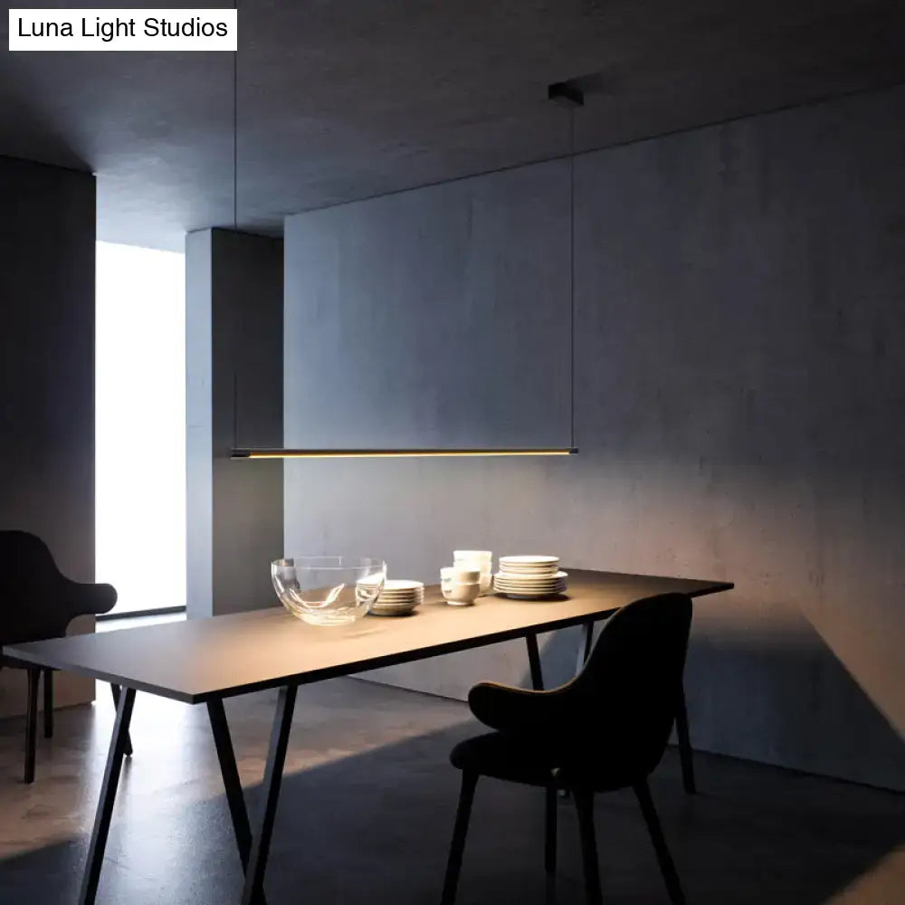 مصباح معلق LED أنيق أسود معدني من DecorBites™ لطاولة الجزيرة العصرية