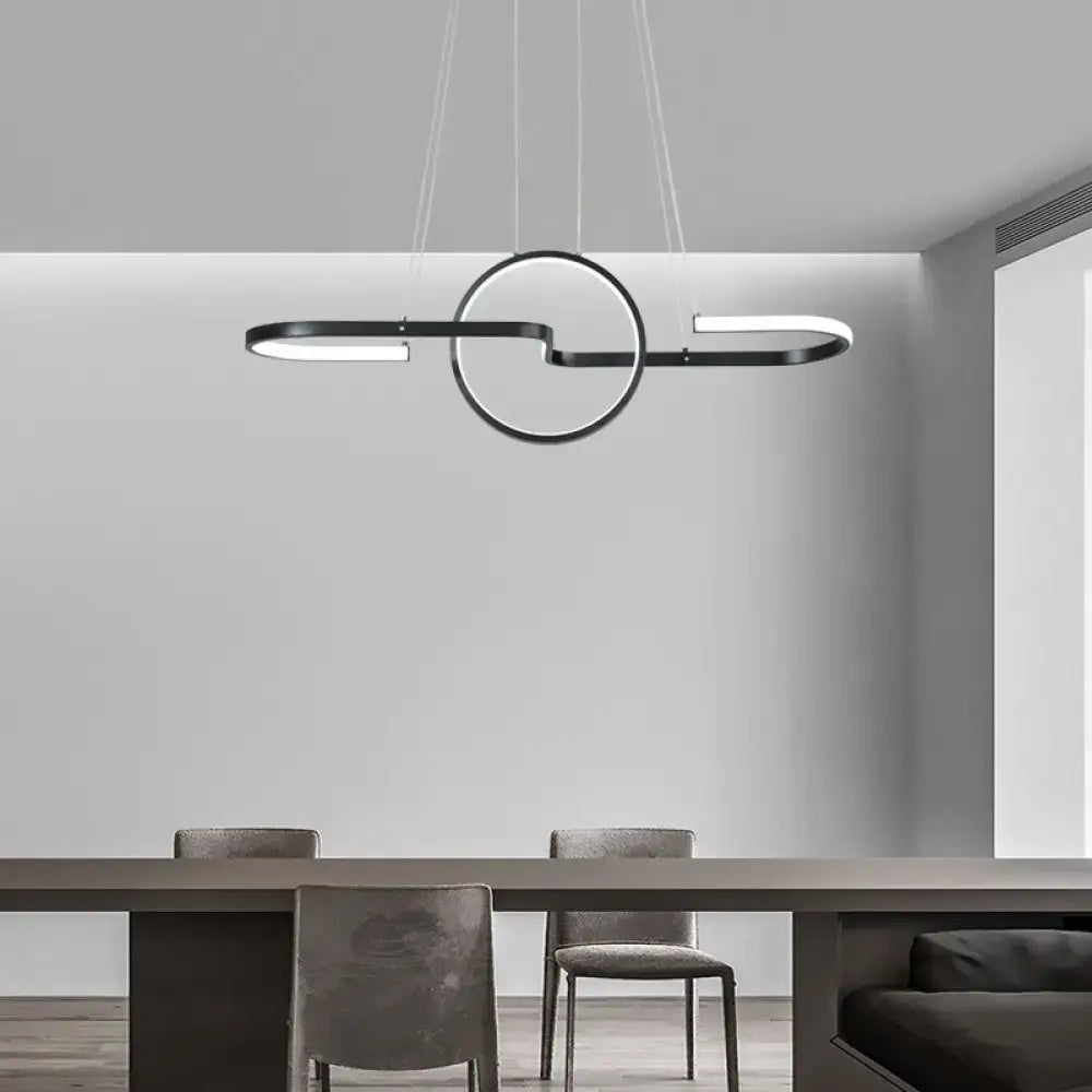 DecorBites™ Sleek Ring and Curve Dining Room Pendant Light with LED Ceiling Mount – Minimalistic Metal Simplicity