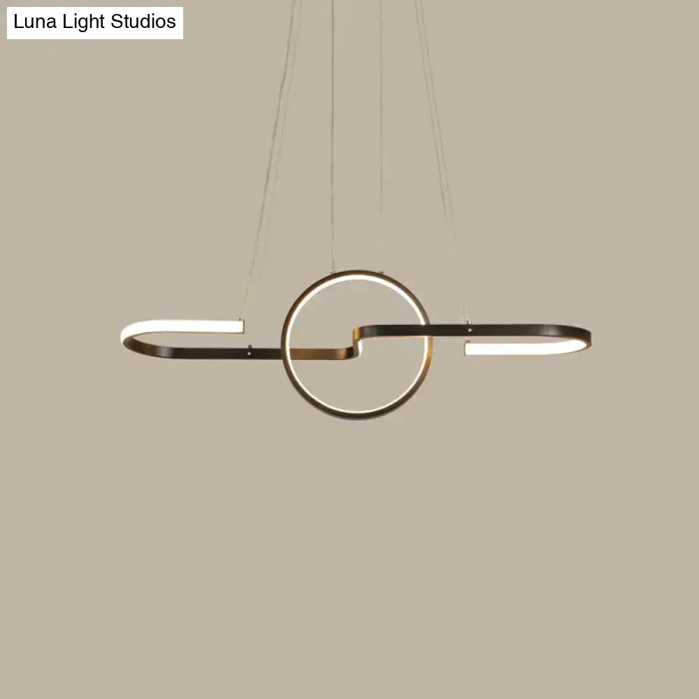DecorBites™ Sleek Ring and Curve Dining Room Pendant Light with LED Ceiling Mount – Minimalistic Metal Simplicity