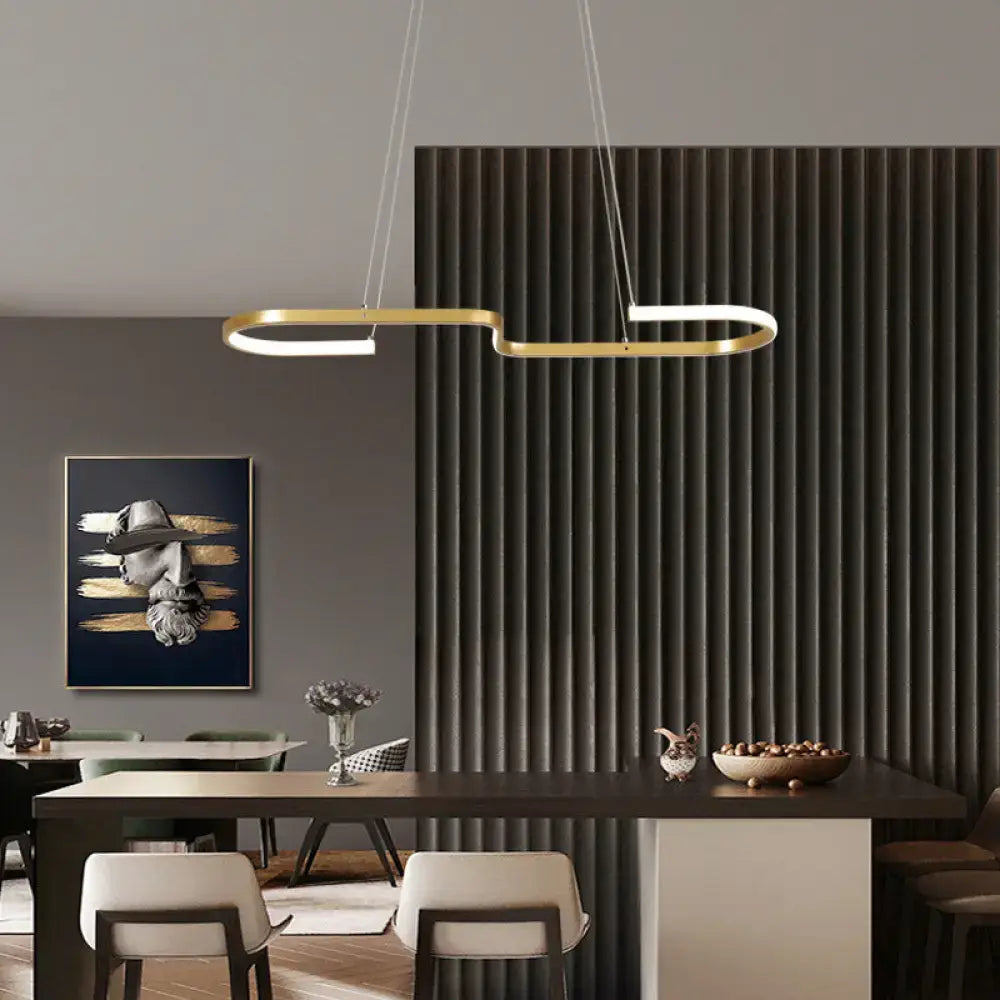 DecorBites™ Sleek Ring and Curve Dining Room Pendant Light with LED Ceiling Mount – Minimalistic Metal Simplicity