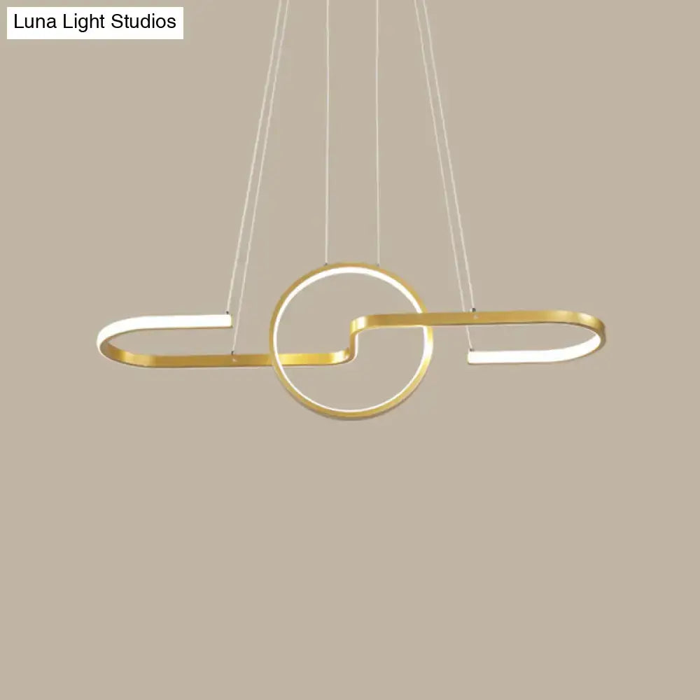 DecorBites™ Sleek Ring and Curve Dining Room Pendant Light with LED Ceiling Mount – Minimalistic Metal Simplicity