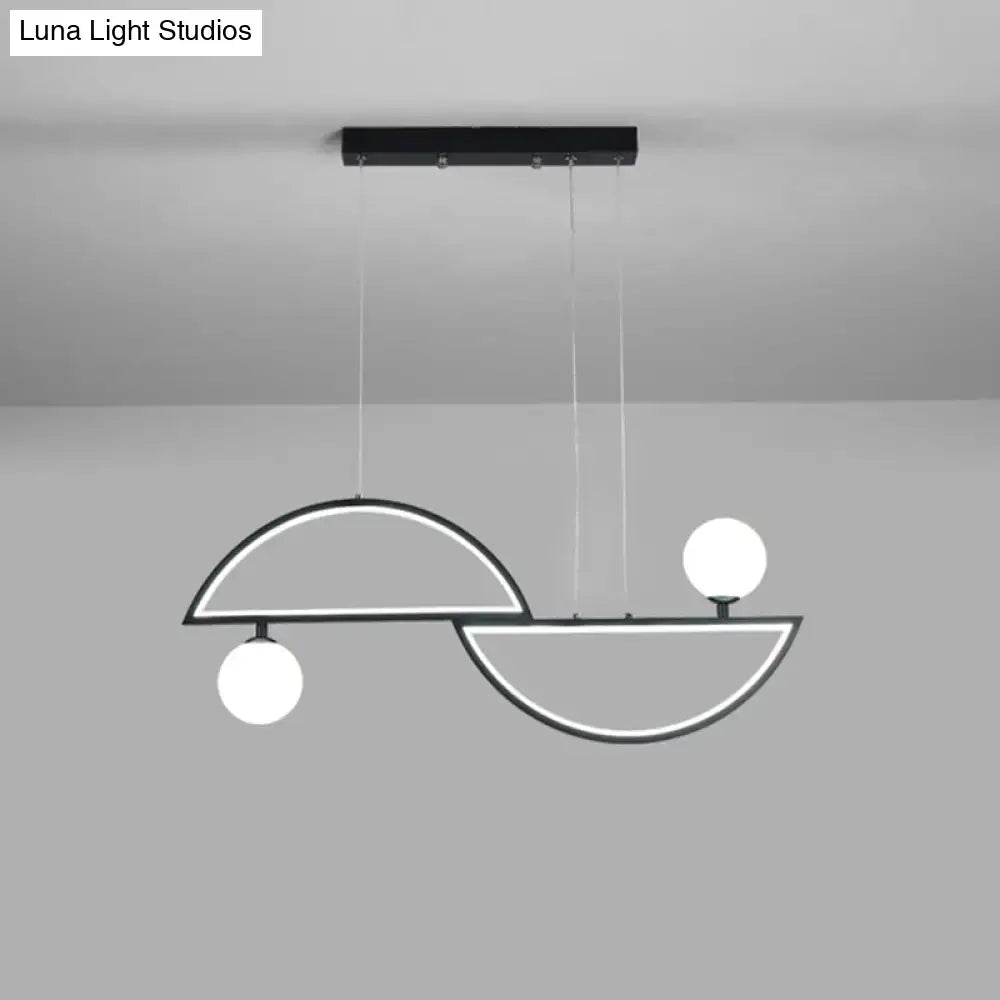 DecorBites™ Sleek Semi-Circle Island Light Fixture with LED and Opal Glass Shade for Dining Room