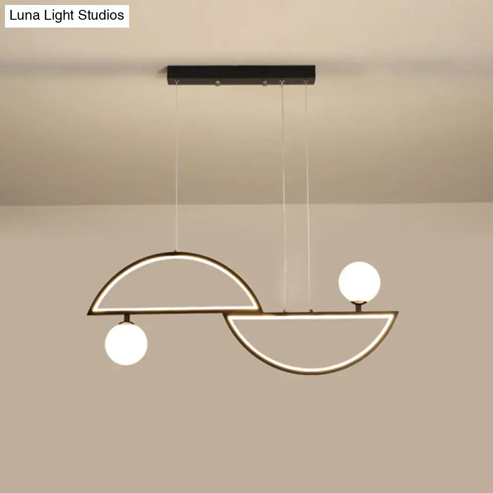 DecorBites™ Sleek Semi-Circle Island Light Fixture with LED and Opal Glass Shade for Dining Room