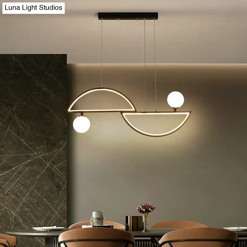DecorBites™ Sleek Semi-Circle Island Light Fixture with LED and Opal Glass Shade for Dining Room
