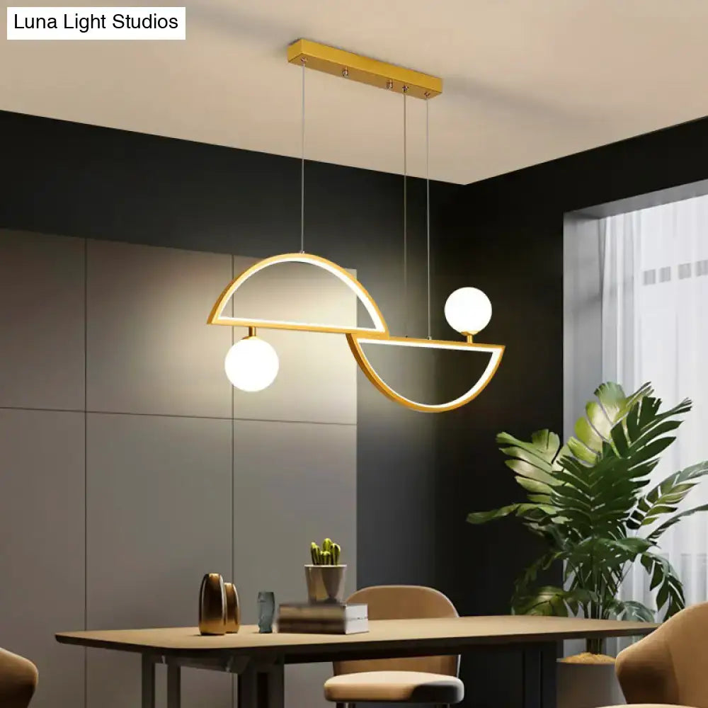 DecorBites™ Sleek Semi-Circle Island Light Fixture with LED and Opal Glass Shade for Dining Room