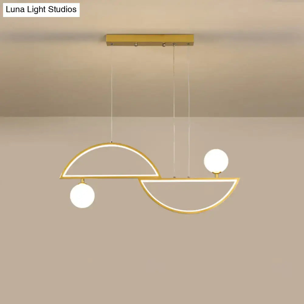 DecorBites™ Sleek Semi-Circle Island Light Fixture with LED and Opal Glass Shade for Dining Room