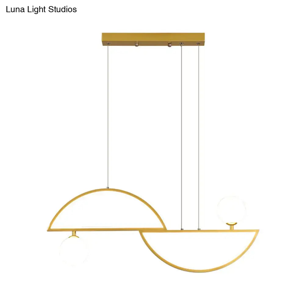 DecorBites™ Sleek Semi-Circle Island Light Fixture with LED and Opal Glass Shade for Dining Room
