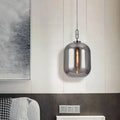 DecorBites™ Smoke Gray/Cognac Glass Industrial Ceiling Pendant Lamp - 1 Head, 10"/14" Wide