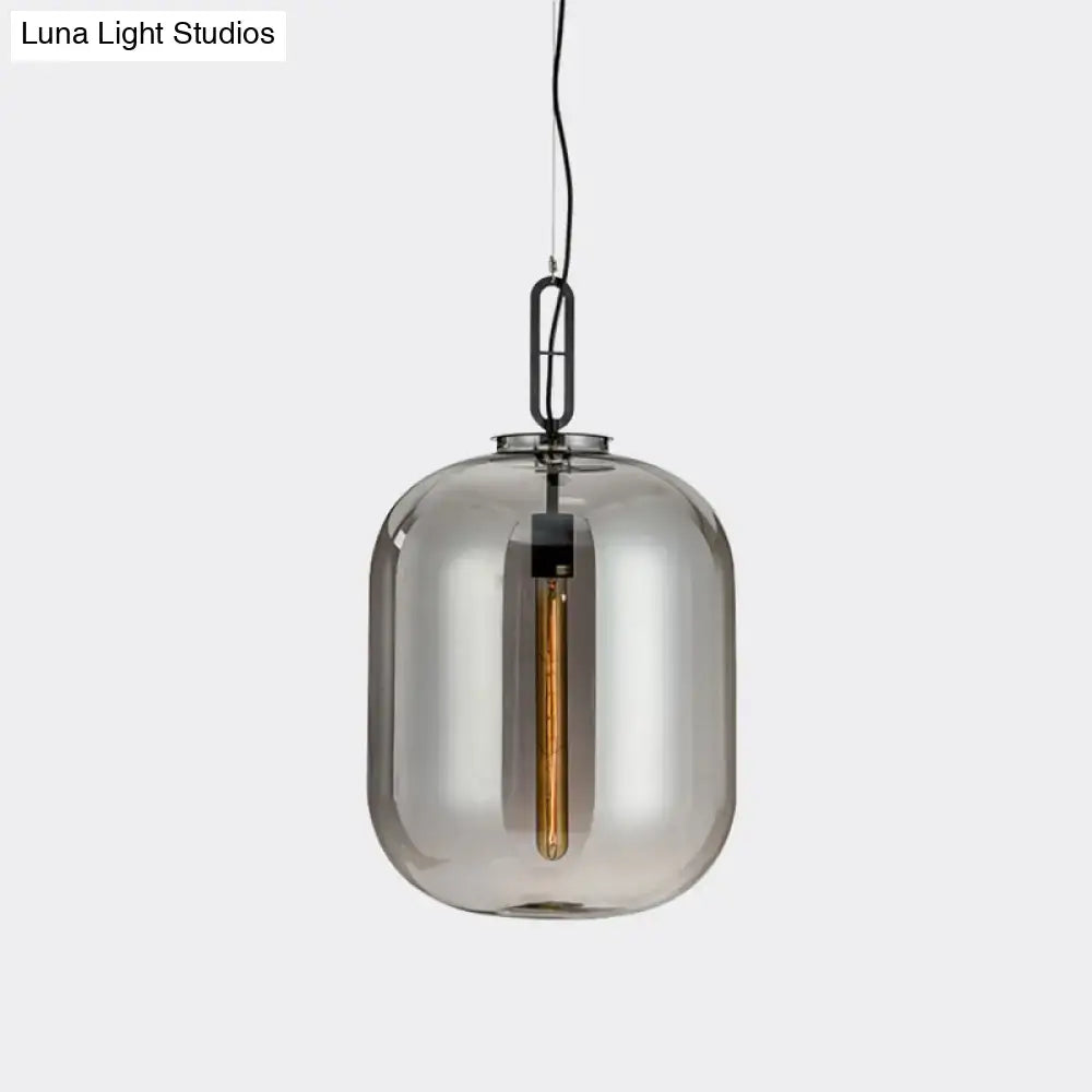 DecorBites™ Smoke Gray/Cognac Glass Industrial Ceiling Pendant Lamp - 1 Head, 10"/14" Wide
