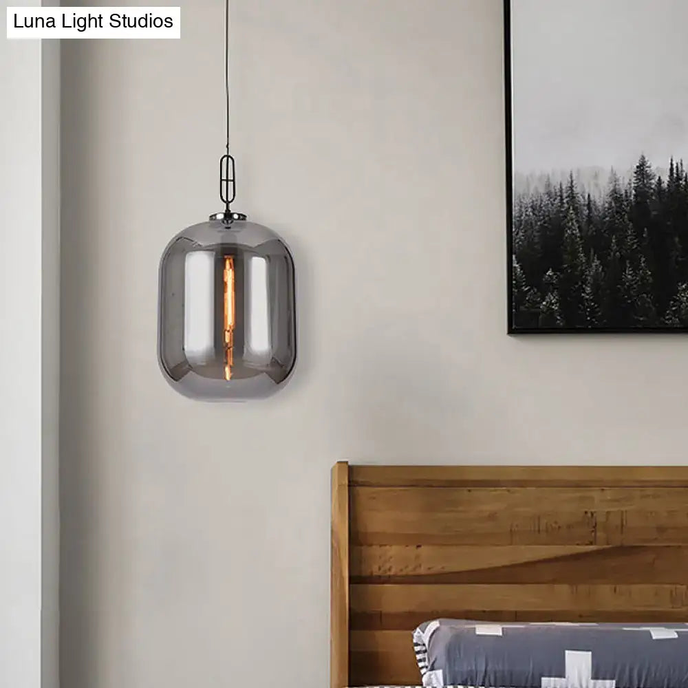 DecorBites™ Smoke Gray/Cognac Glass Industrial Ceiling Pendant Lamp - 1 Head, 10"/14" Wide