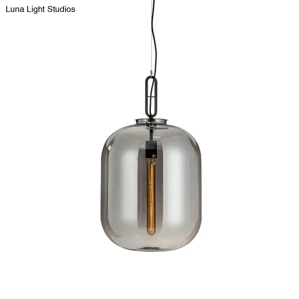 DecorBites™ Smoke Gray/Cognac Glass Industrial Ceiling Pendant Lamp - 1 Head, 10"/14" Wide