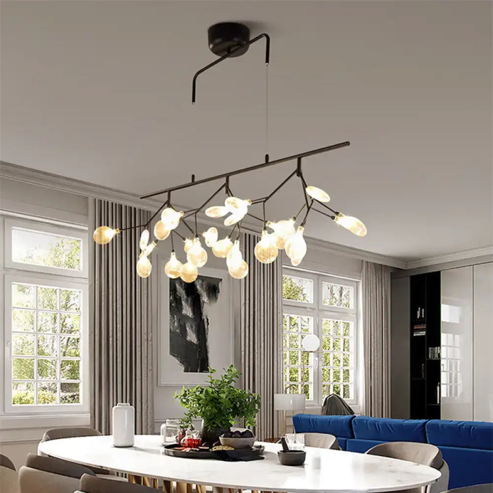 DecorBites™ Smoke Grey Glass Firefly Hanging Lamp - 27-Light Island Lighting Fixture for Dining Room