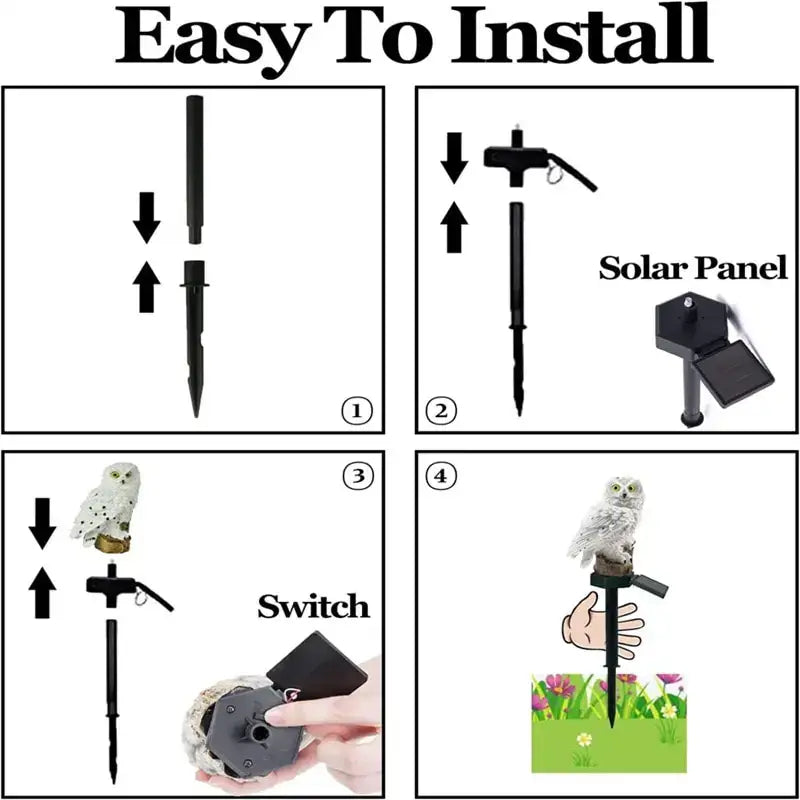 DecorBites™ Solar Owl Garden Light - Decorative, Waterproof LED