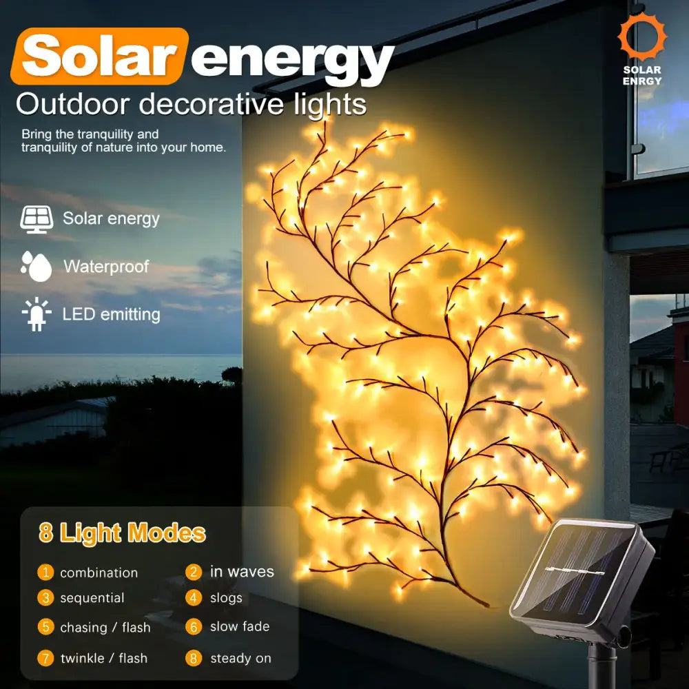 DecorBites™ Solar Willow Vine Light: Outdoor Decoration, Waterproof Fairy Light