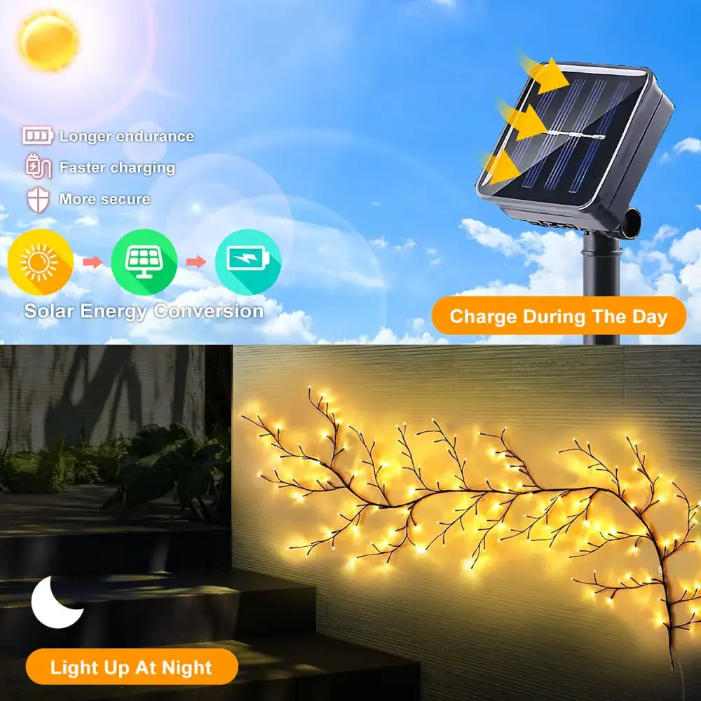 DecorBites™ Solar Willow Vine Light: Outdoor Decoration, Waterproof Fairy Light