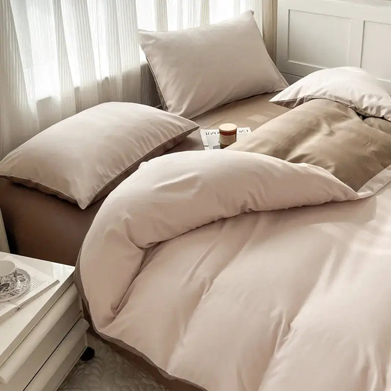 DecorBites™ Solid Color Brush Fabric Bedding Set - 4 Pieces