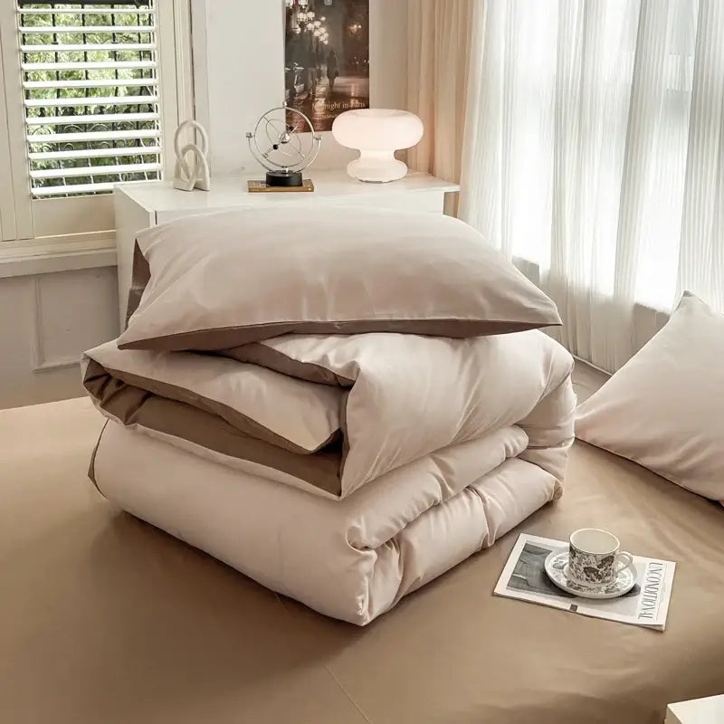 DecorBites™ Solid Color Brush Fabric Bedding Set - 4 Pieces
