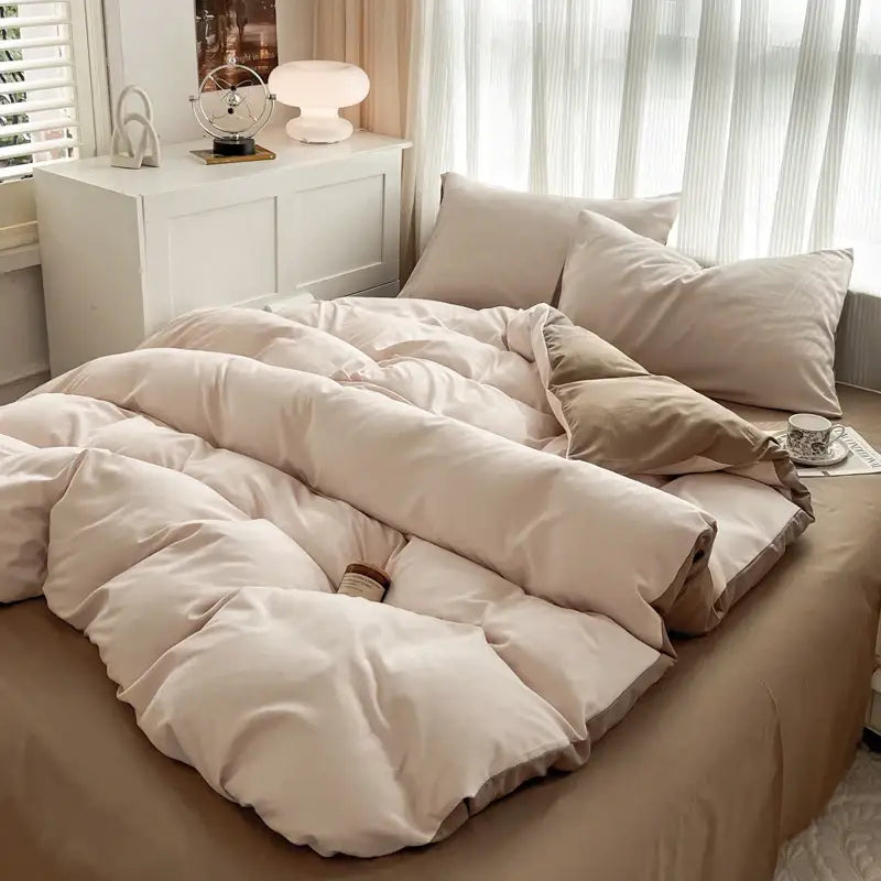 DecorBites™ Solid Color Brush Fabric Bedding Set - 4 Pieces