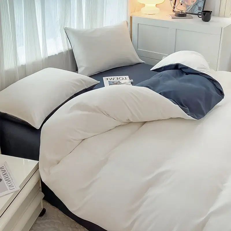 DecorBites™ Solid Color Brush Fabric Bedding Set - 4 Pieces