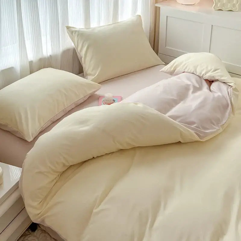 DecorBites™ Solid Color Brush Fabric Bedding Set - 4 Pieces