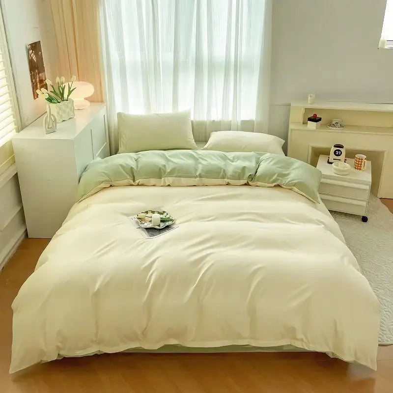 DecorBites™ Solid Color Brush Fabric Bedding Set - 4 Pieces