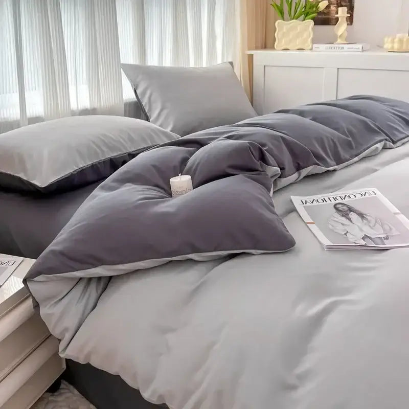 DecorBites™ Solid Color Brush Fabric Bedding Set - 4 Pieces