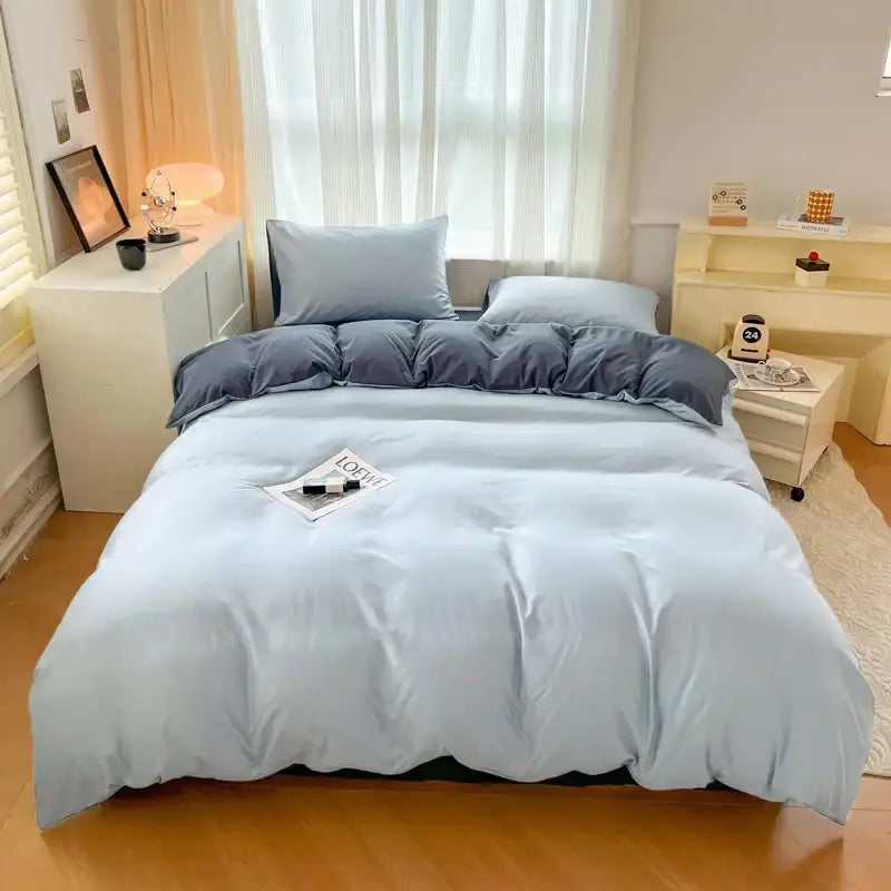 DecorBites™ Solid Color Brush Fabric Bedding Set - 4 Pieces