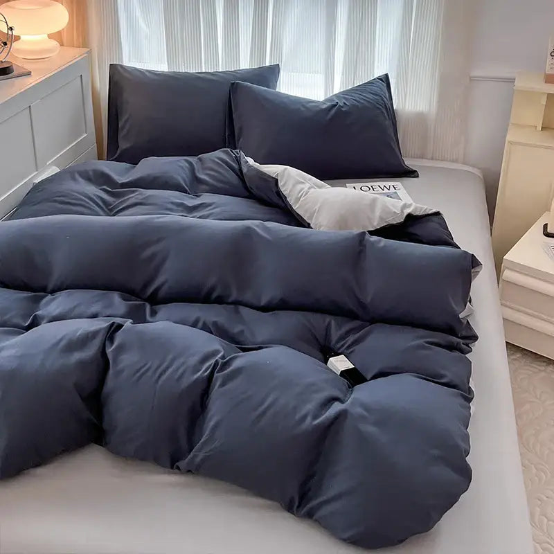DecorBites™ Solid Color Brush Fabric Bedding Set - 4 Pieces