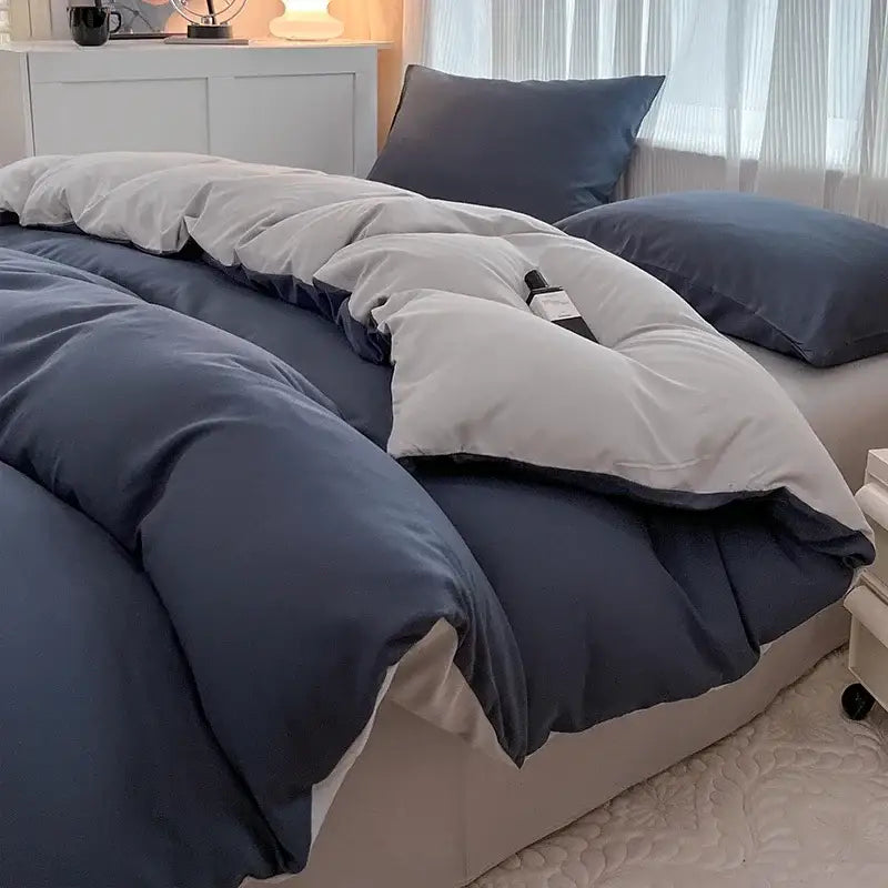 DecorBites™ Solid Color Brush Fabric Bedding Set - 4 Pieces