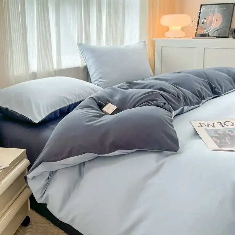 DecorBites™ Solid Color Brush Fabric Bedding Set - 4 Pieces